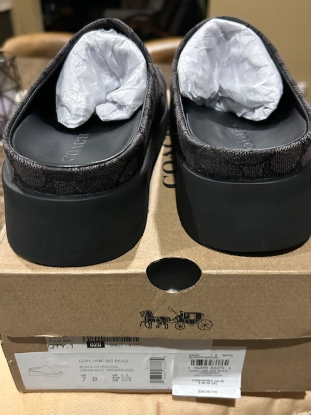 Coach Black/Charcoal COH Link Mule In Signature Jacquard - Picture 8 of 12